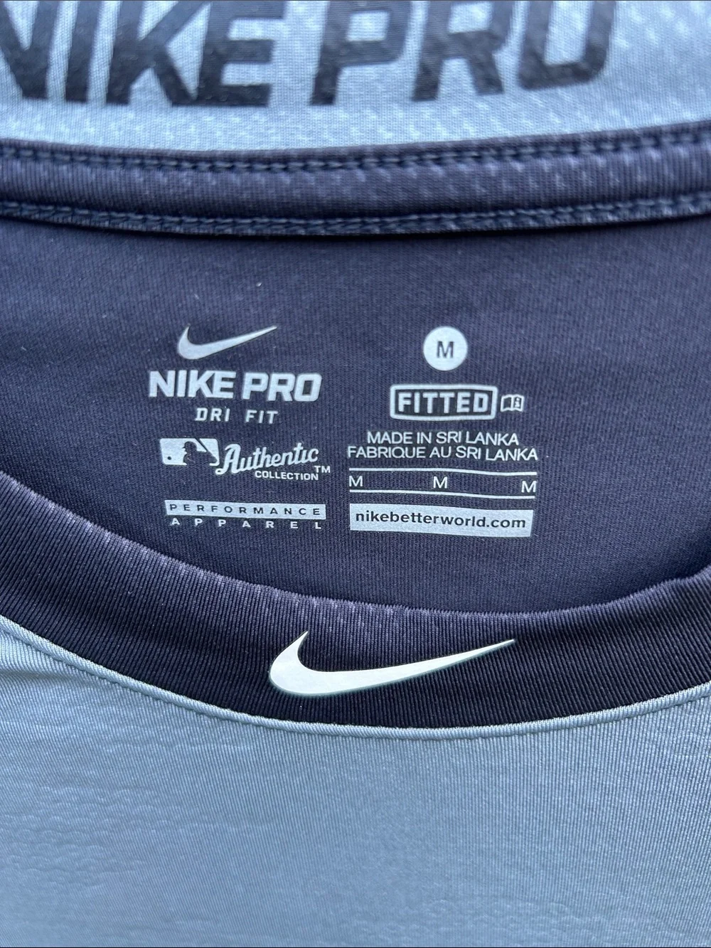 Nike Pro Grey and Black NY Yankees Compression Shirt